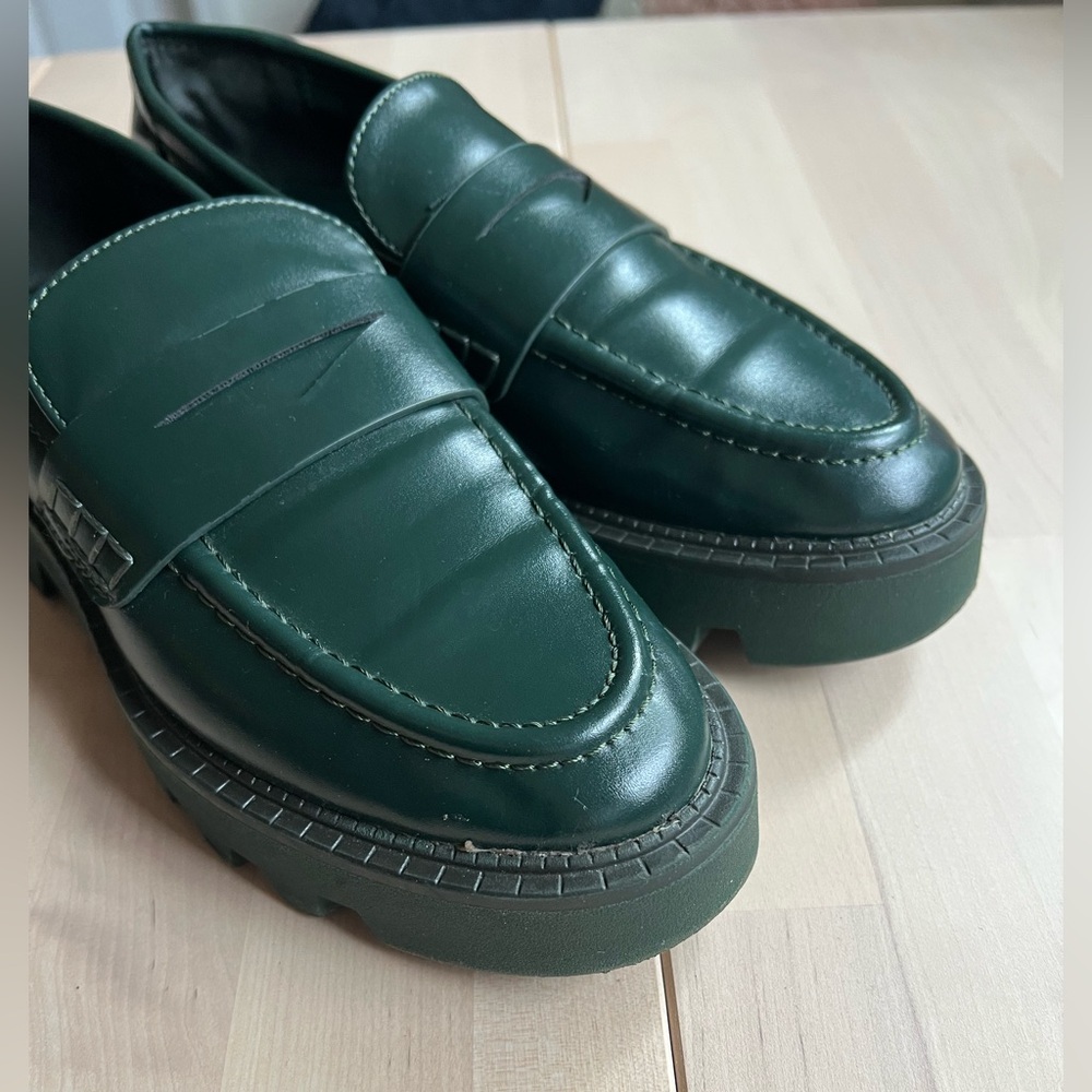 Zara Forest Green Loafers size 36